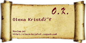 Olexa Kristóf névjegykártya